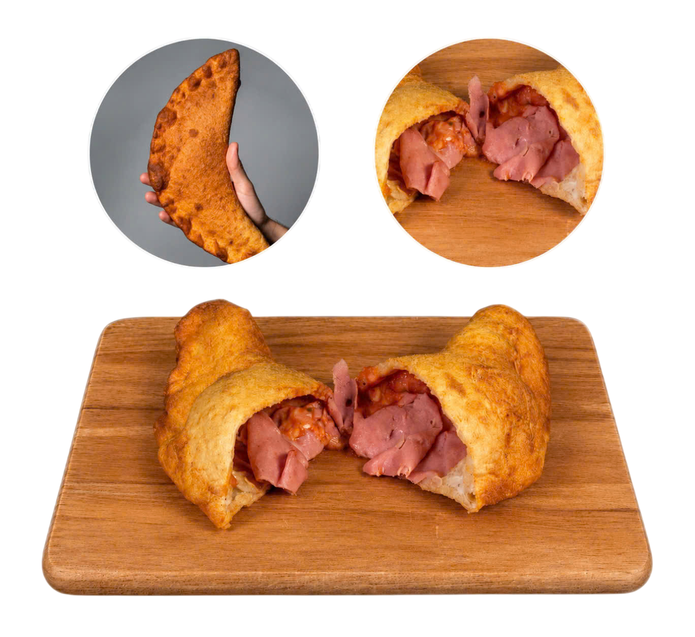Panzerotti sốt cà chua, thịt nguội và mozzarella